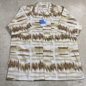 VTG Y2K Southpole Shirt Mens XL Brown Hawaiian Camp Collar Button Short Sleeve